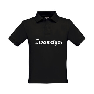 Kinder Polo-Shirt schwarz, inkl. zwanziger Logo, Gr. 5/6 (110/116)